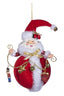 Santa Kerstbal met slinger 17cm