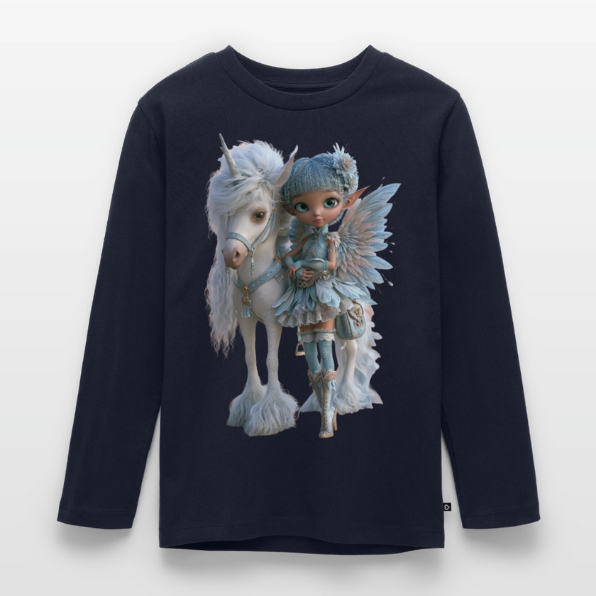 Elfje met Unicorn - Premium shirt met lange mouwen - navy