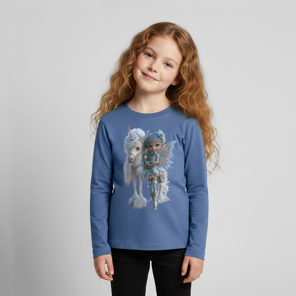 Elfje met Unicorn - Premium shirt met lange mouwen - duifblauw
