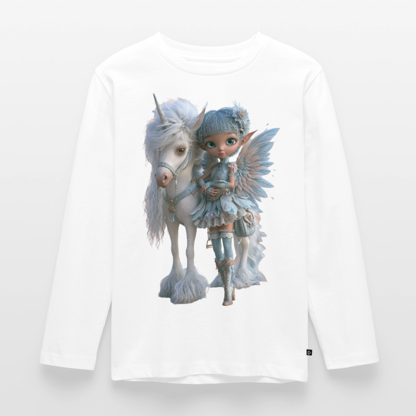 Elfje met Unicorn - Premium shirt met lange mouwen - wit