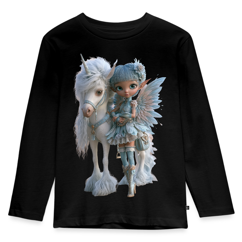 Elfje met Unicorn - Premium shirt met lange mouwen - zwart