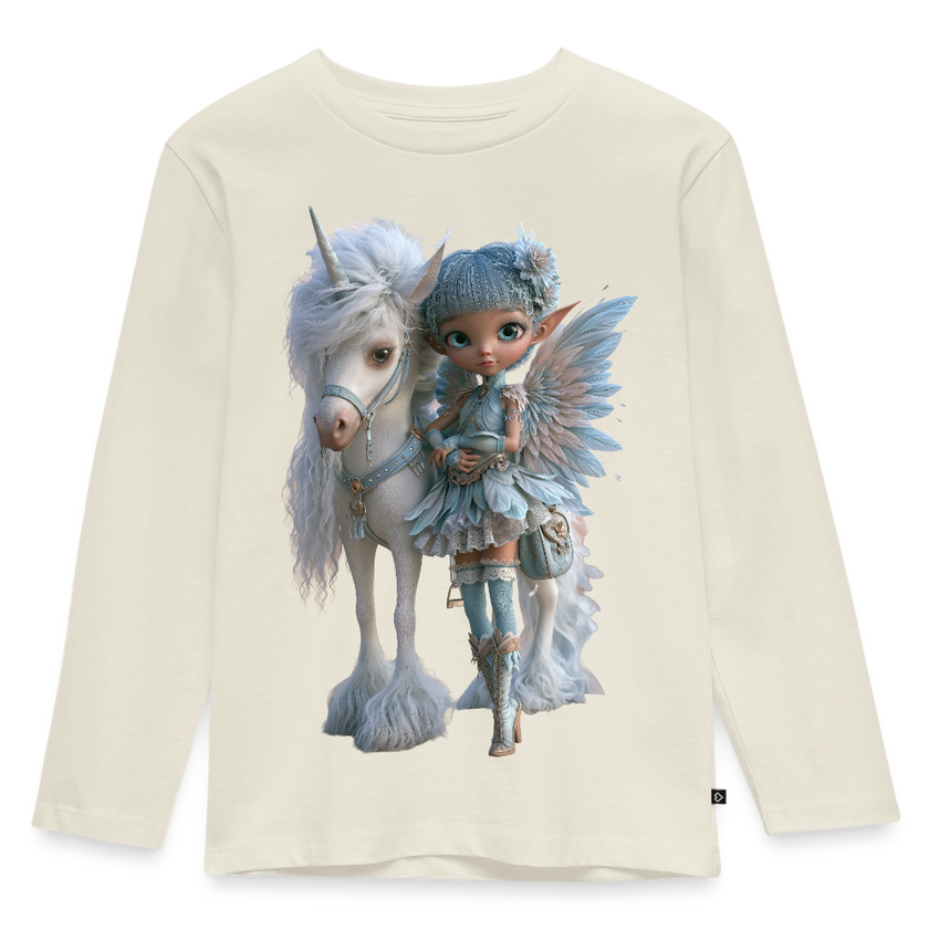 Elfje met Unicorn - Premium shirt met lange mouwen - natuurwit