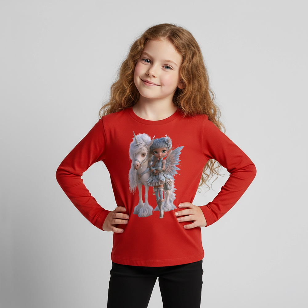 Elfje met Unicorn - Premium shirt met lange mouwen - rood