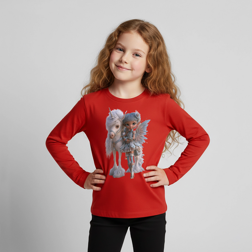 Elfje met Unicorn - Premium shirt met lange mouwen - rood