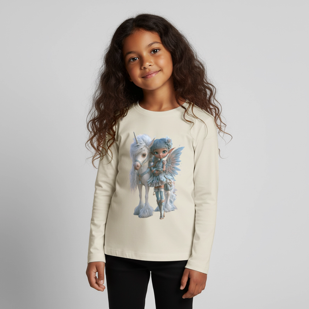 Elfje met Unicorn - Premium shirt met lange mouwen - natuurwit