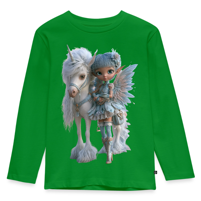 Elfje met Unicorn - Premium shirt met lange mouwen - groen
