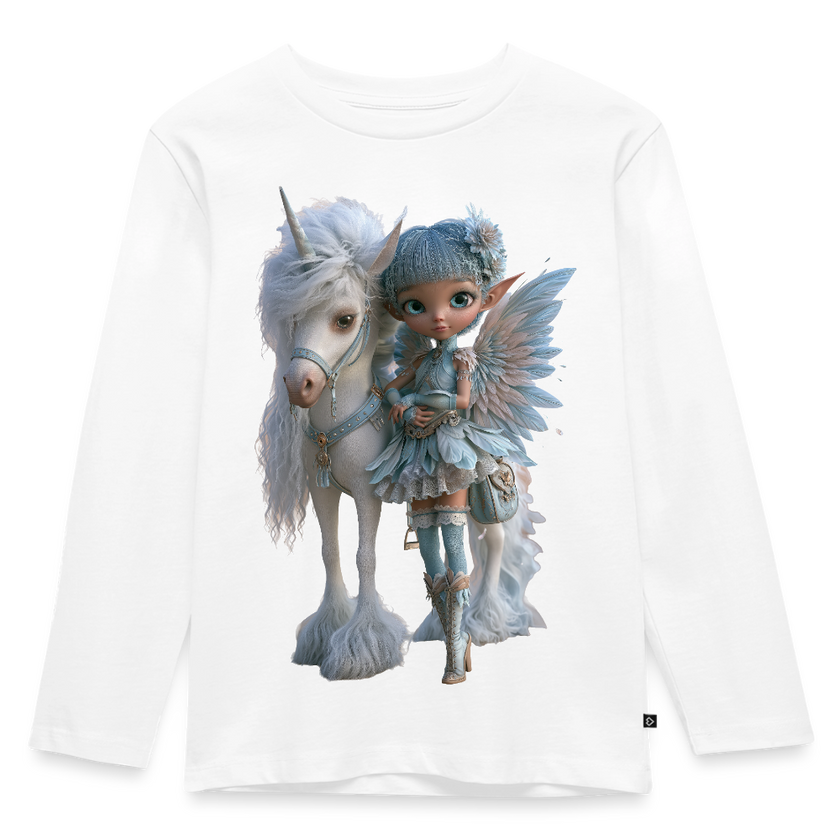 Elfje met Unicorn - Premium shirt met lange mouwen - wit