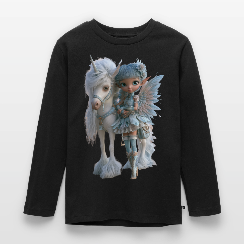 Elfje met Unicorn - Premium shirt met lange mouwen - zwart