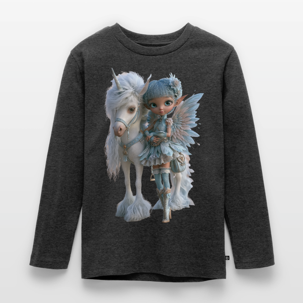 Elfje met Unicorn - Premium shirt met lange mouwen - antraciet gemêleerd