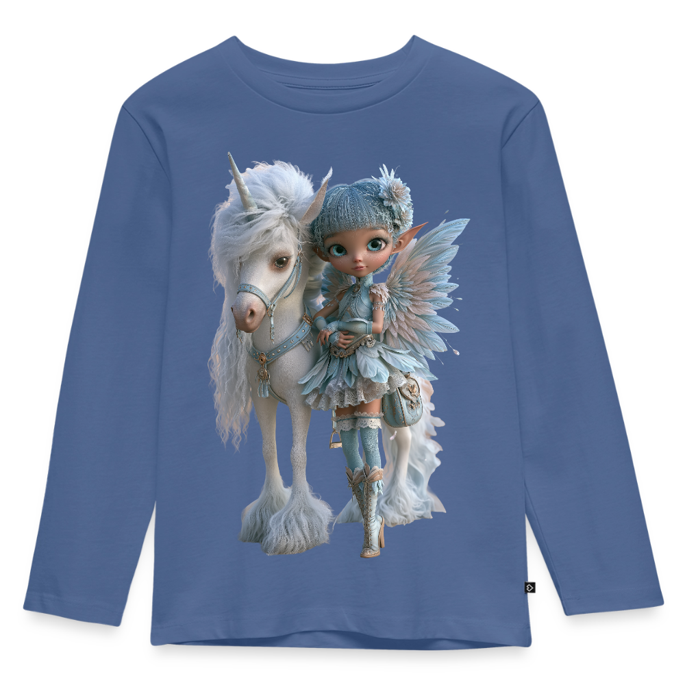 Elfje met Unicorn - Premium shirt met lange mouwen - duifblauw