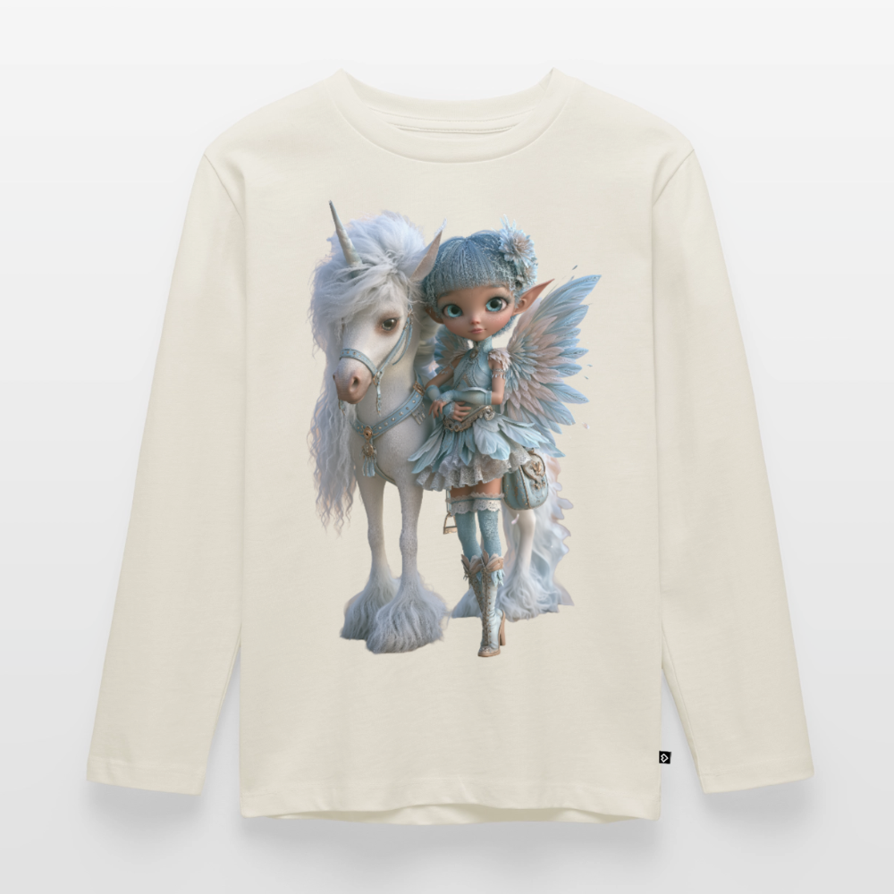 Elfje met Unicorn - Premium shirt met lange mouwen - natuurwit