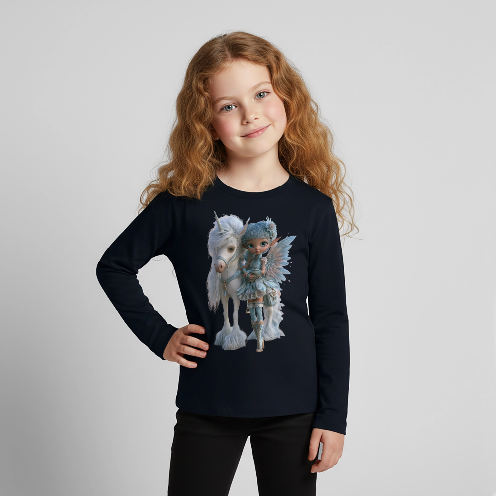 Elfje met Unicorn - Premium shirt met lange mouwen - navy