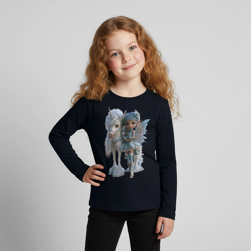 Elfje met Unicorn - Premium shirt met lange mouwen - navy