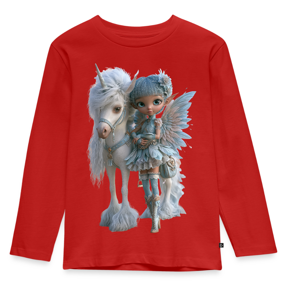 Elfje met Unicorn - Premium shirt met lange mouwen - rood