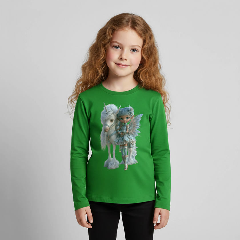 Elfje met Unicorn - Premium shirt met lange mouwen - groen