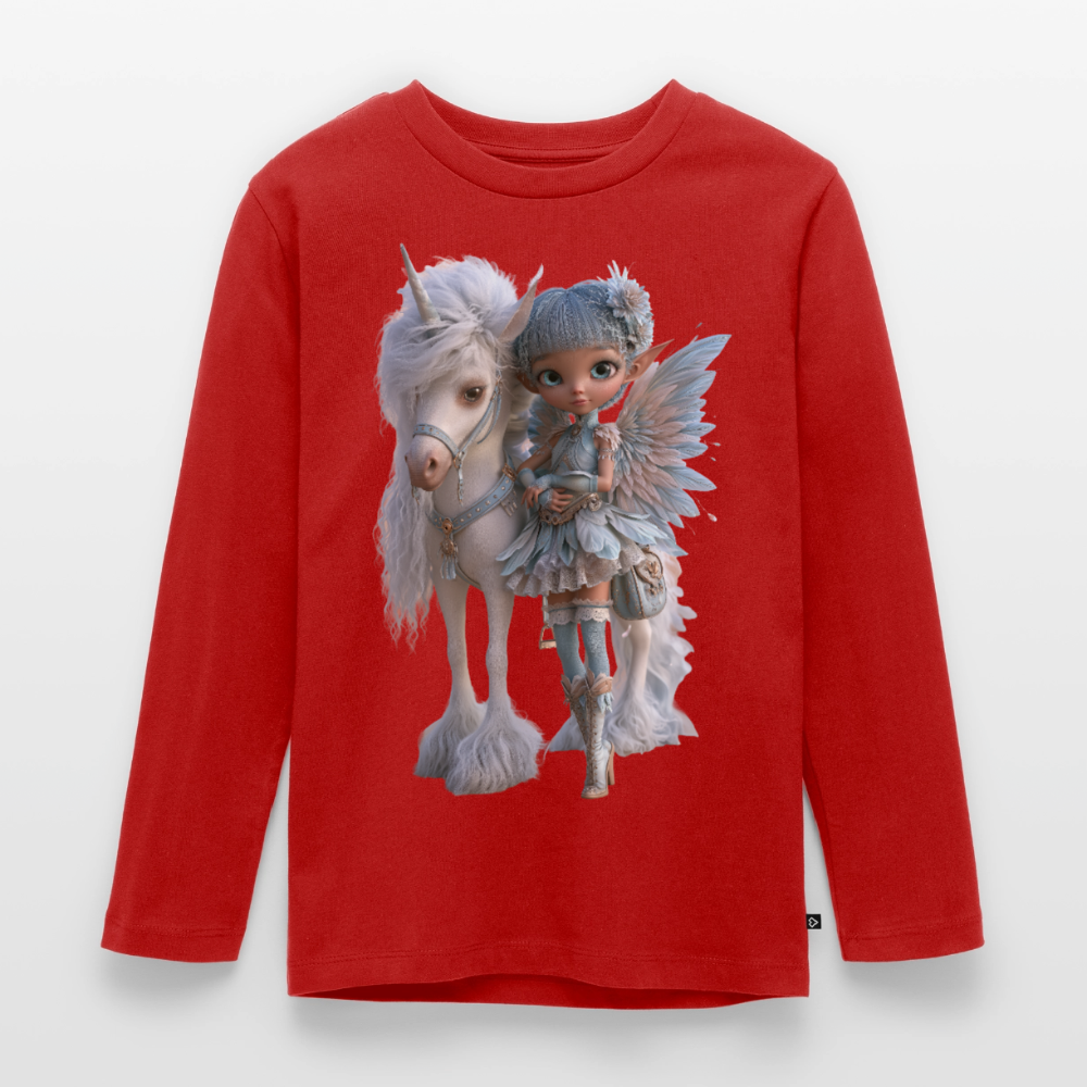 Elfje met Unicorn - Premium shirt met lange mouwen - rood