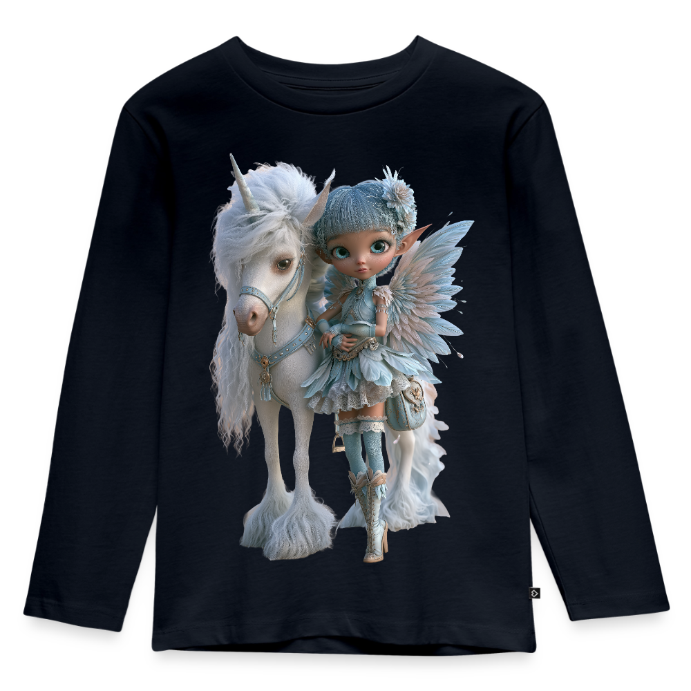 Elfje met Unicorn - Premium shirt met lange mouwen - navy