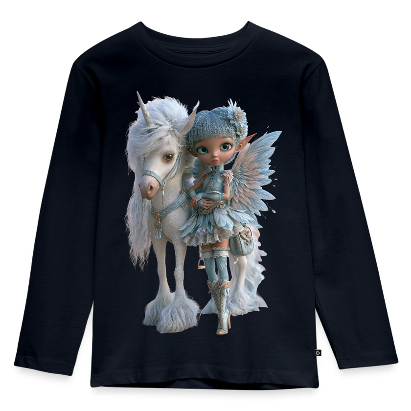 Elfje met Unicorn - Premium shirt met lange mouwen - navy