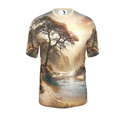 Vintage T-shirt met korte mouwen en landschapsprint