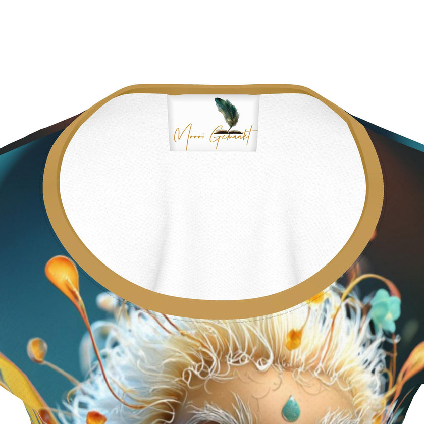 Bloemen elfje op meisjes t-shirt met korte mouw - unieke allover print