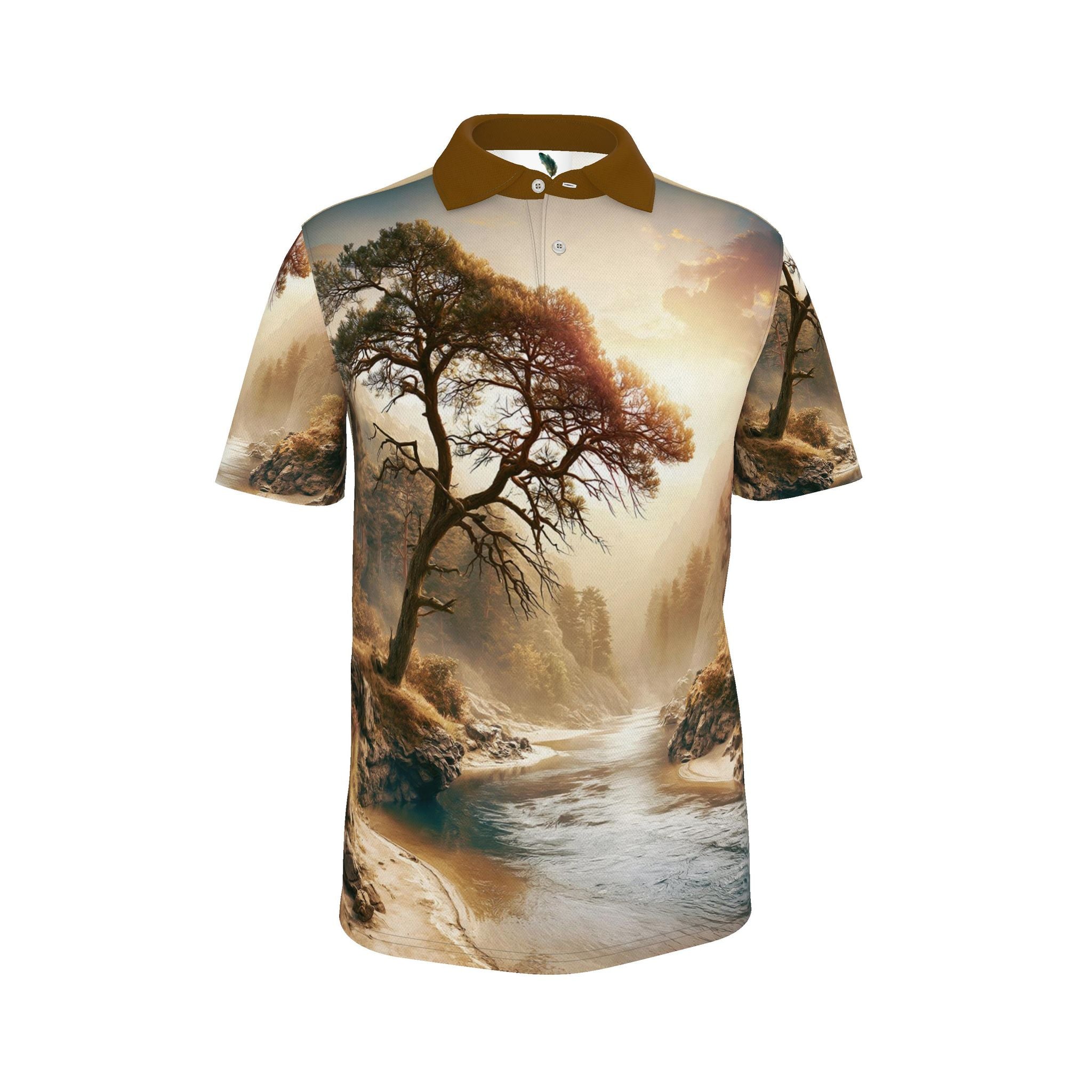 Luxe Heren Polo met Vintage landschap print