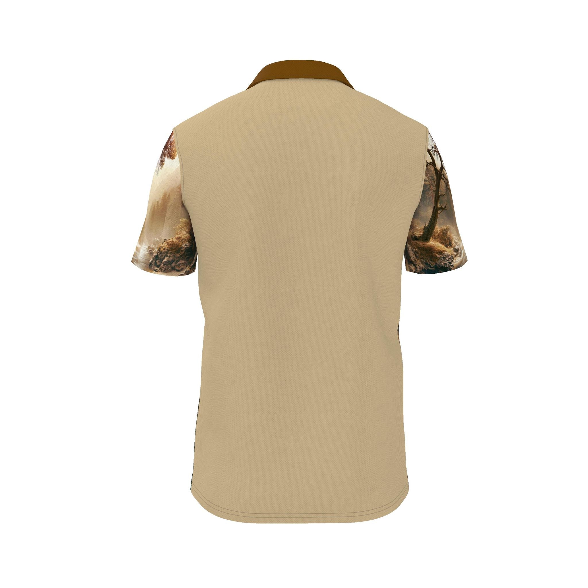 Luxe Heren Polo met Vintage landschap print Secundaire afbeelding