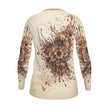 Luxe Dames T-shirt Lange Mouw - met Brown Flower Print