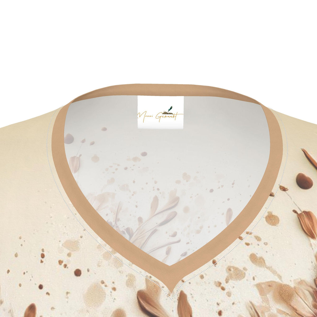 Luxe Dames T-shirt Lange Mouw - met Brown Flower Print
