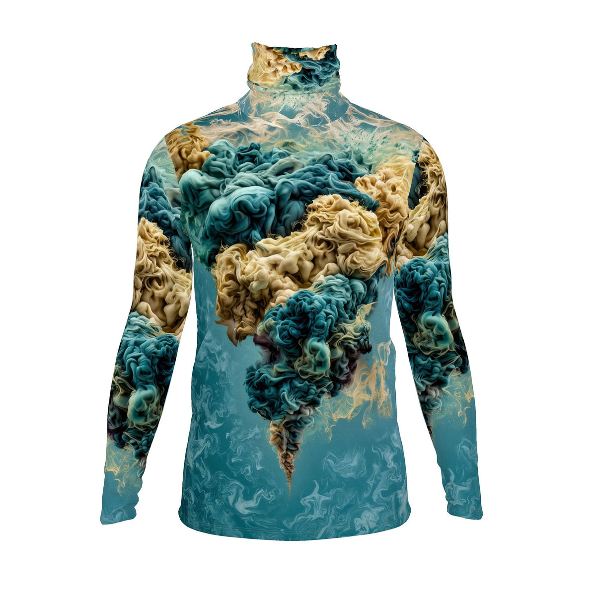 Heren slimfit coltrui met Cloudy print