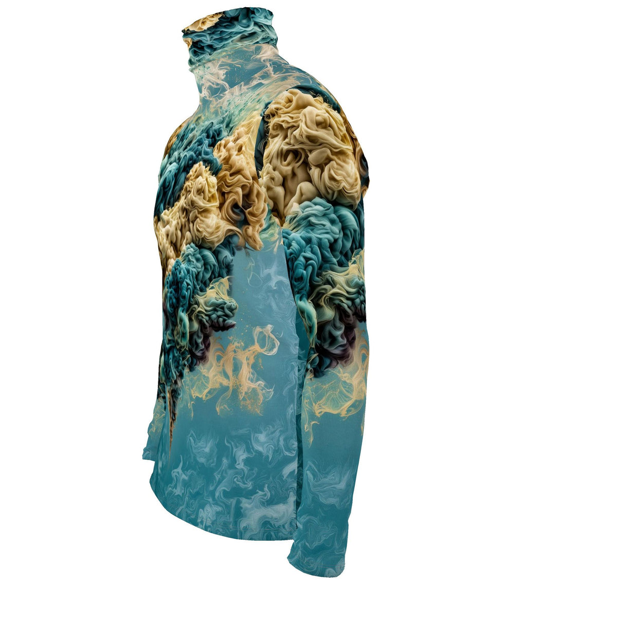 Heren slimfit coltrui met Cloudy print