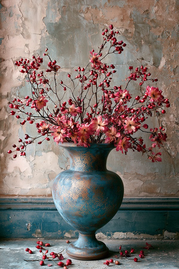 schilderij met vaas bloemen
