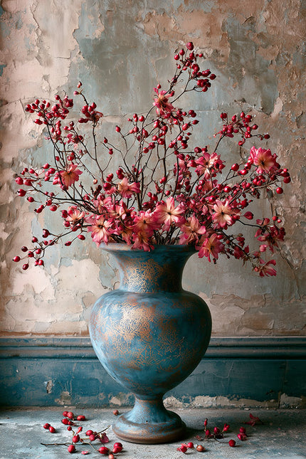 schilderij met vaas bloemen
