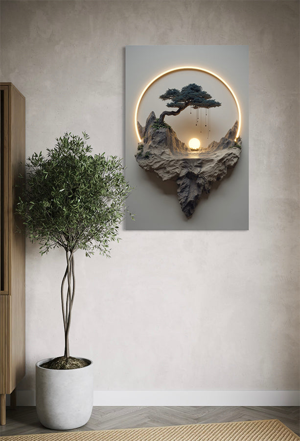 Bonsai op de rotsen Wanddecoratie Secundaire afbeelding