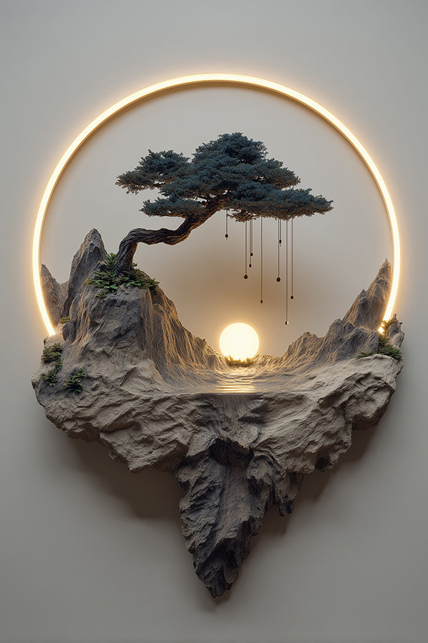 Bonsai op de rotsen