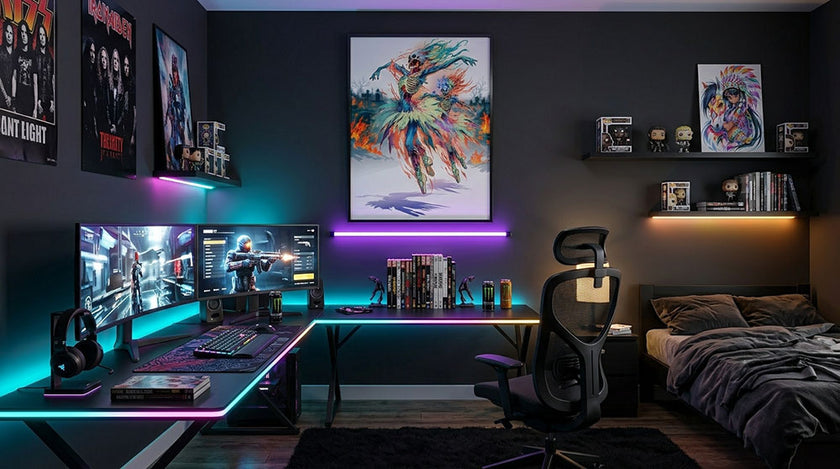 Anime art wanddecoratie Burning Graveyard met kleurrijke ballet dansende skeletten