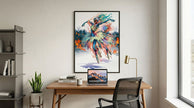 Verticale wanddecoratie Burning Graveyard van Moooi Gemaakt aan de muur in een moderne kantoorruimte