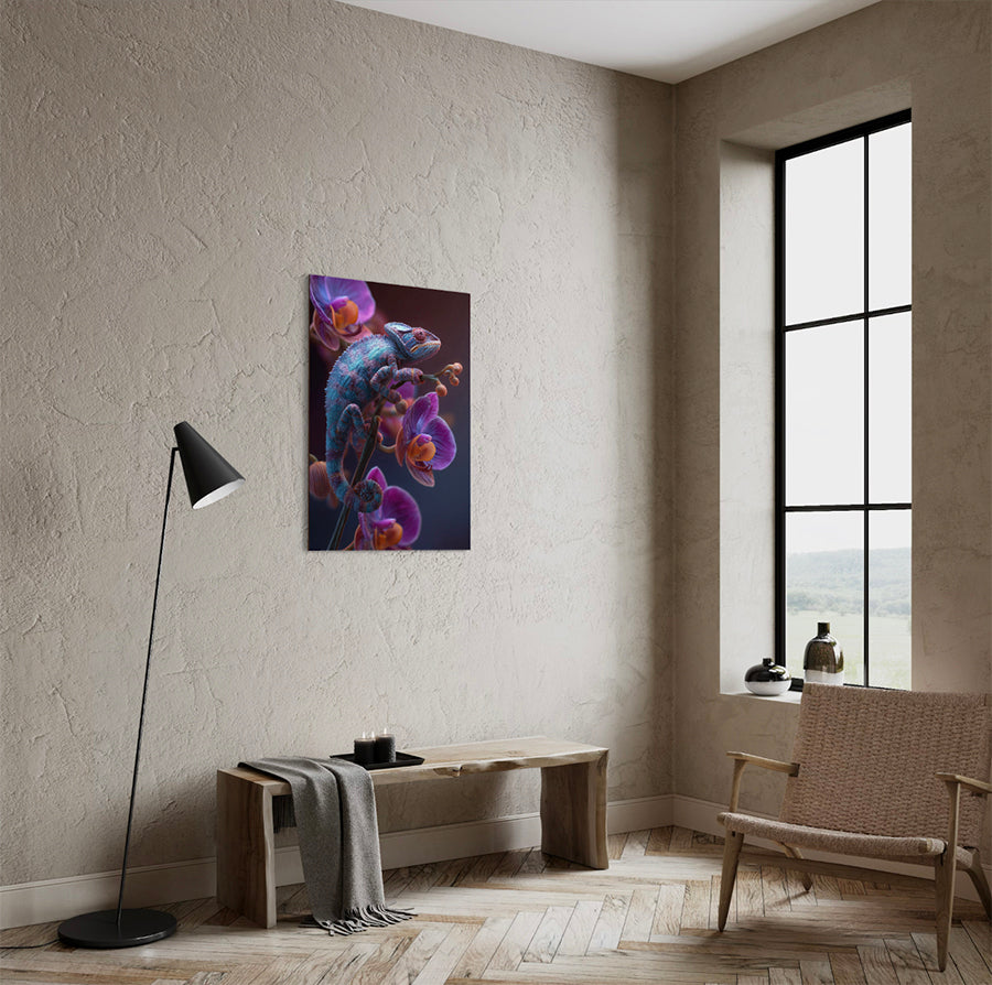 Chameleon op orchidee wanddecoratie