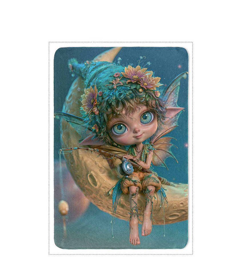 Fleece blanket Elf on the moon 100x150 or 150x200 cm