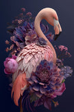 Flamingo met bloemen Wanddecoratie