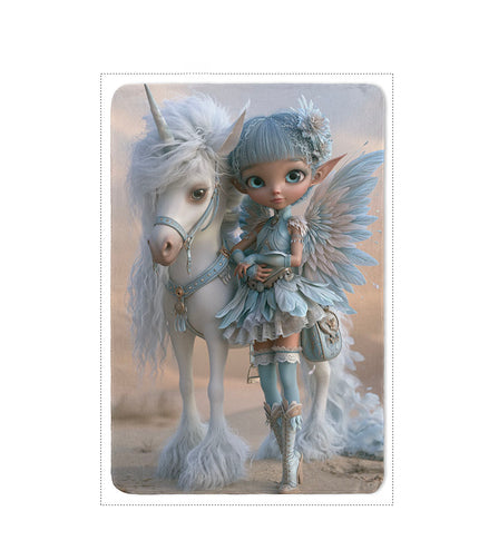 Fleece blanket Elfje with Unicorn 100x150 or 150x200 cm