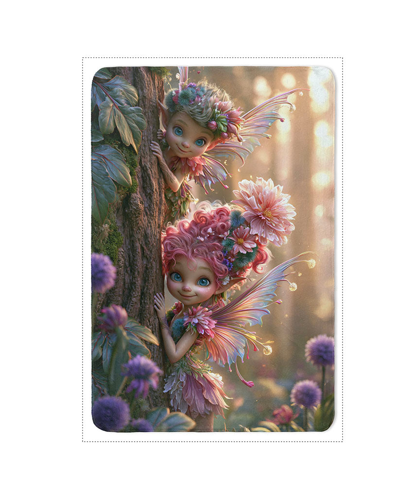 Fleece blanket with Peekaboo elves 100x150 or 150x200 cm