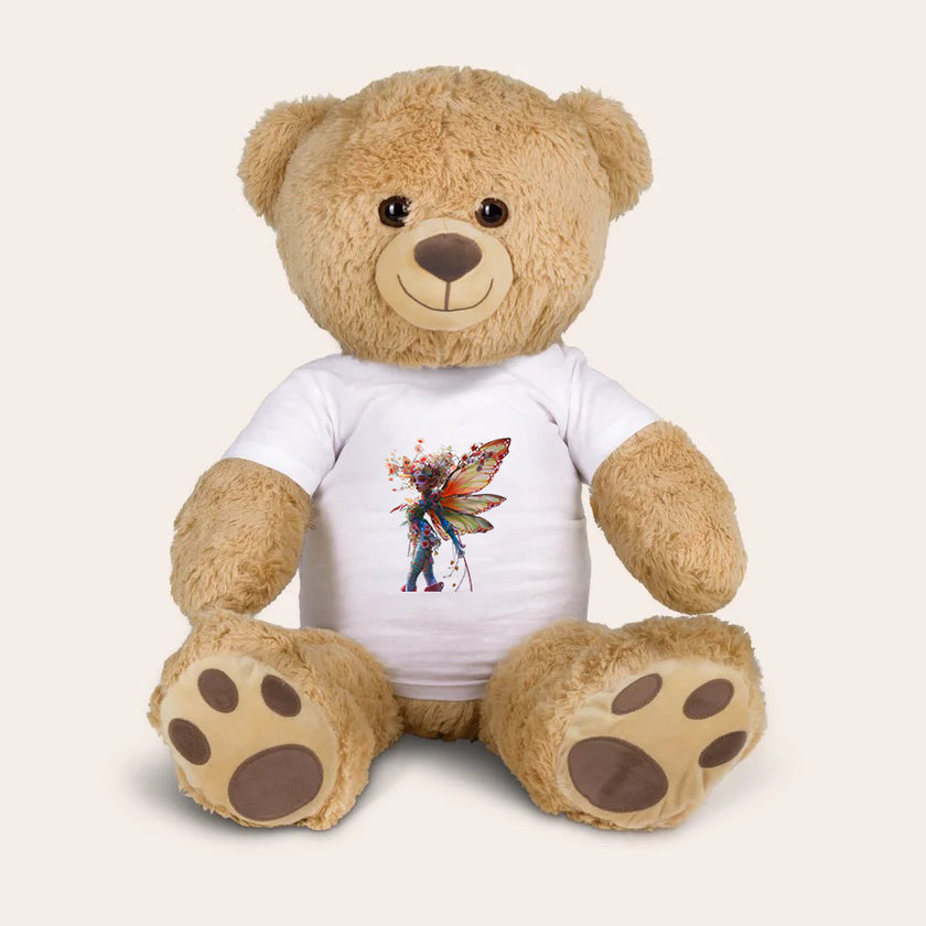 Grote Teddybeer met elfje t-shirt 52/82 cm (kies zelf je opdruk)