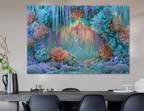 IJsgrot 1 van 2 fantasie wanddecoratie aan de muur in een sfeervol ingerichte woonkamer