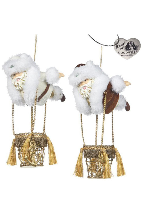 Kerstman met ballonmandje - 13,3cm (set van 2 stuks)