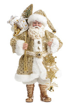 Kerstman met zak kadootjes en kerstboom - 28 cm