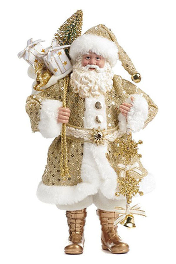 Kerstman met zak kadootjes en kerstboom - 28 cm