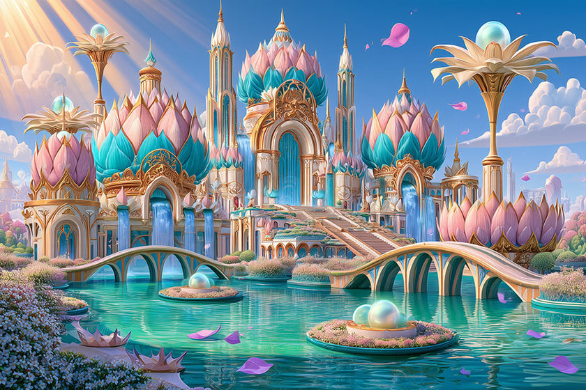 Lotus Tempel - Fantasie Wanddecoratie