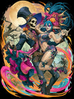 Gothic anime en manga art wanddecoratie van een mysterieus dansend duo voor een volle maan genaamd Midnight Dance