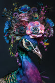 Pauw met bloemen