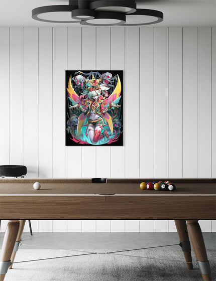Puppet Show anime kunstwerk als hippe en unieke wanddecoratie in een moderne slaapkamer of woonkamer